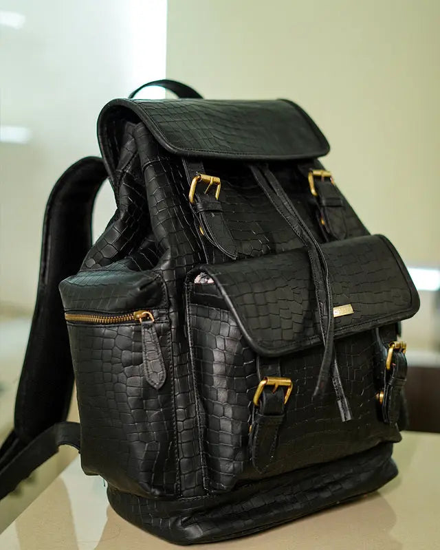 Black Croco Bagpack Loafers