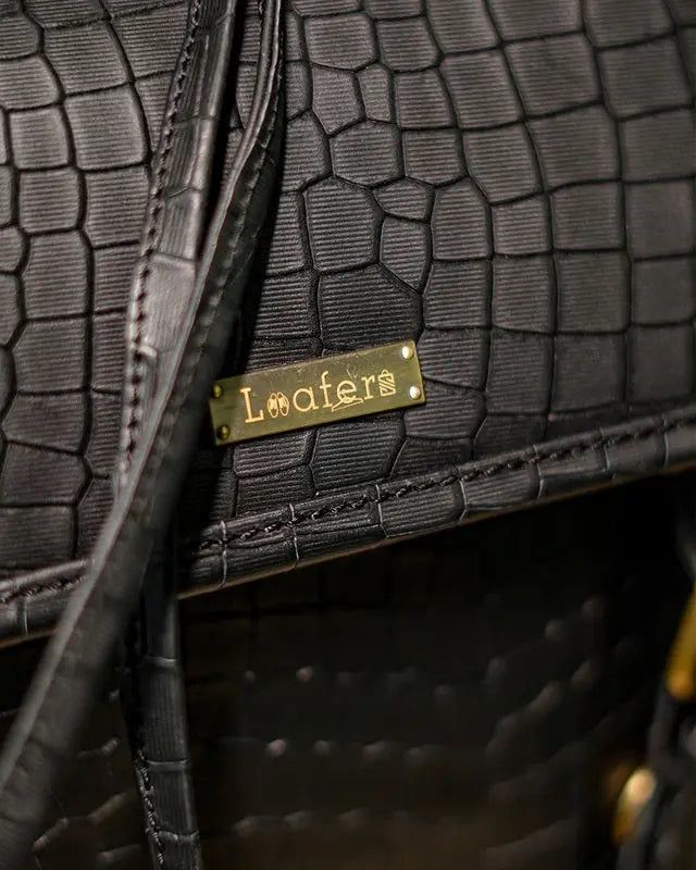 Black Croco Bagpack Loafers