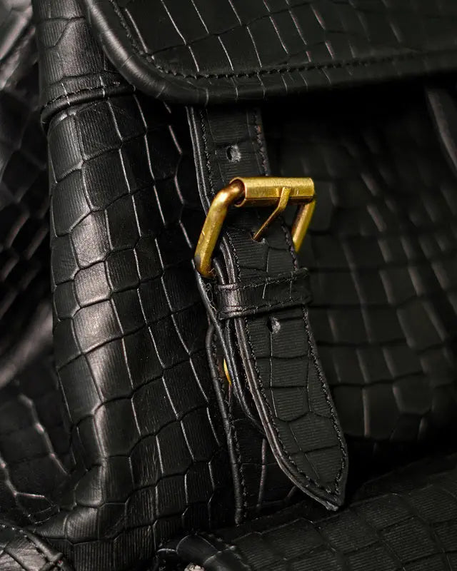 Black Croco Bagpack Loafers