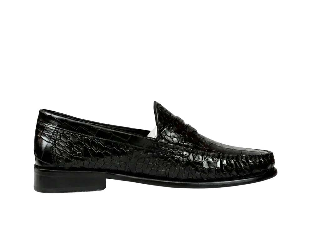 Black Croco Moccasin Loafers Loafers