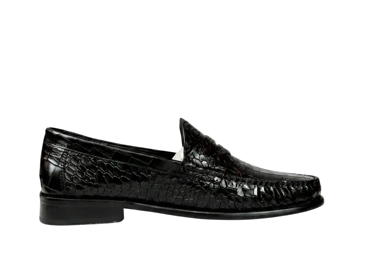 Black Croco Moccasin Loafers Loafers