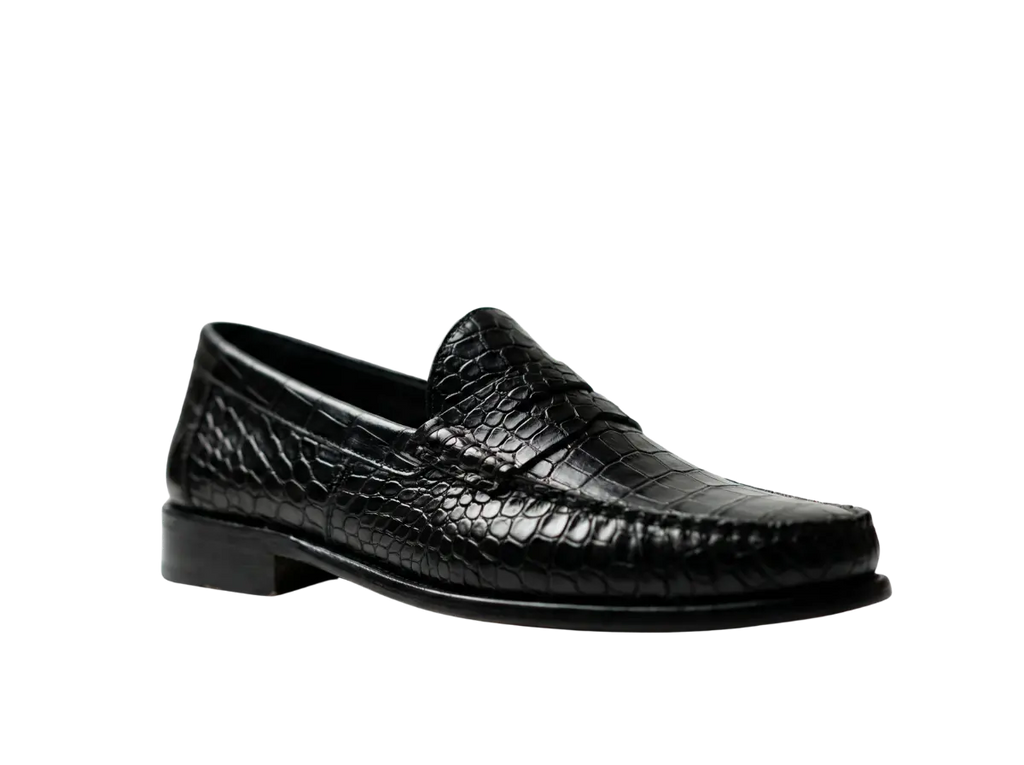 Black Croco Moccasin Loafers Loafers