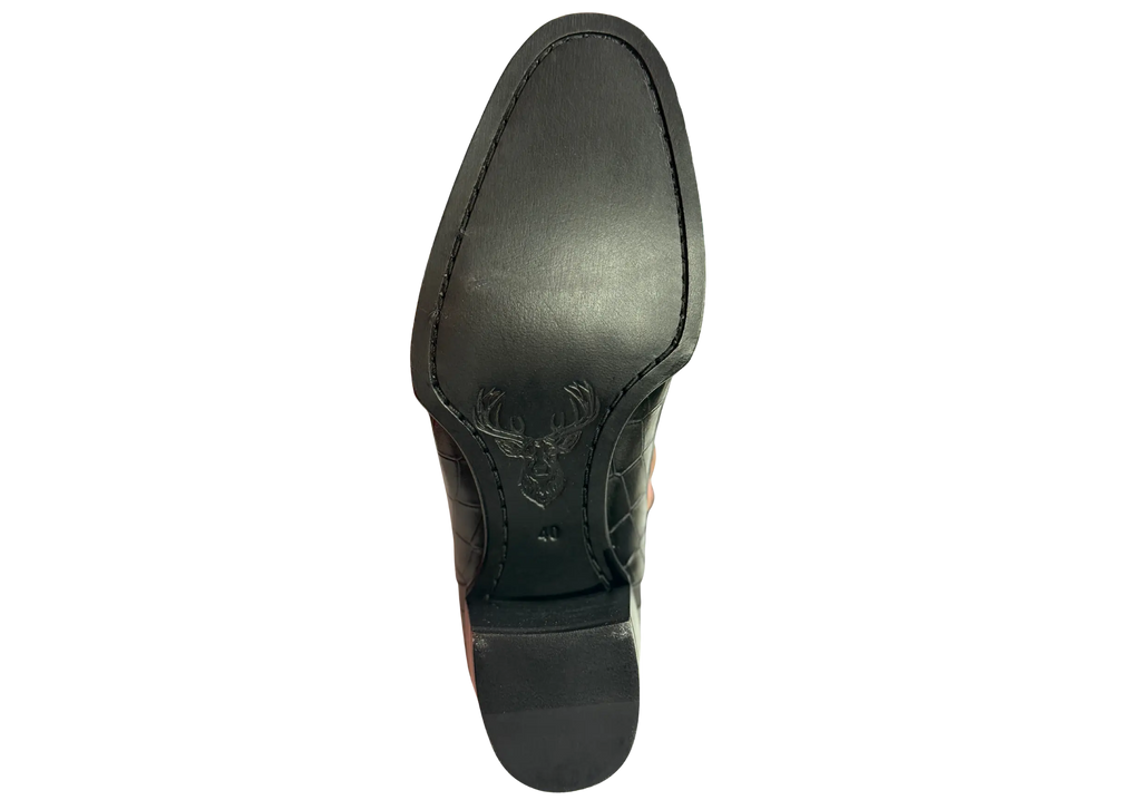 Black Croco Tag Leo Chelsea Loafers