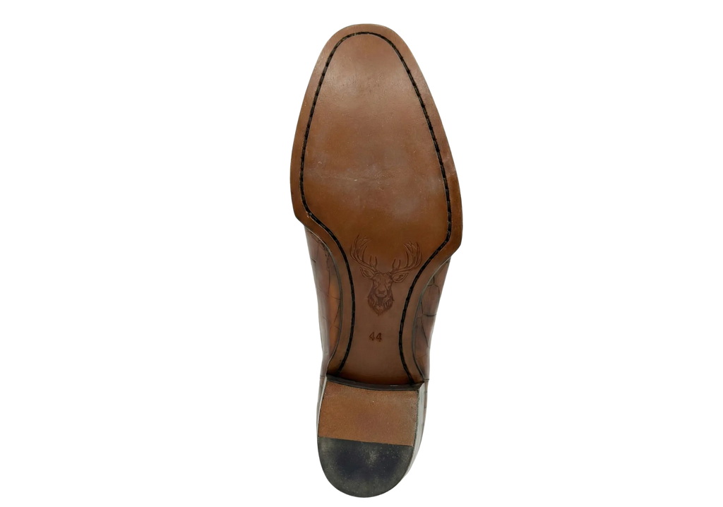 Brown Croco Tag Leo Chelsea Loafers
