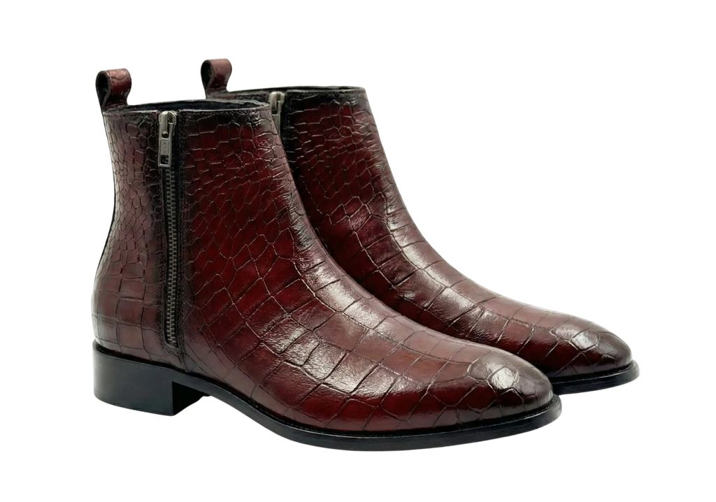 Cherry Croco Zipper Chelsea Loafers