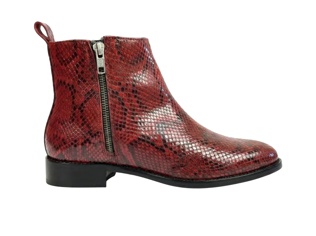 Red Snake Zipper Chelsea Loafers