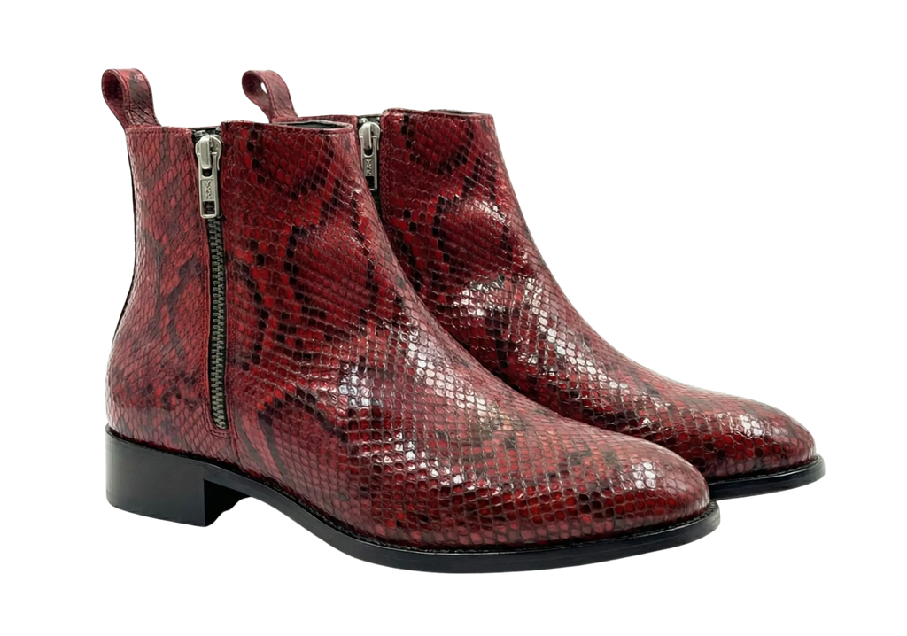 Red Snake Zipper Chelsea Loafers