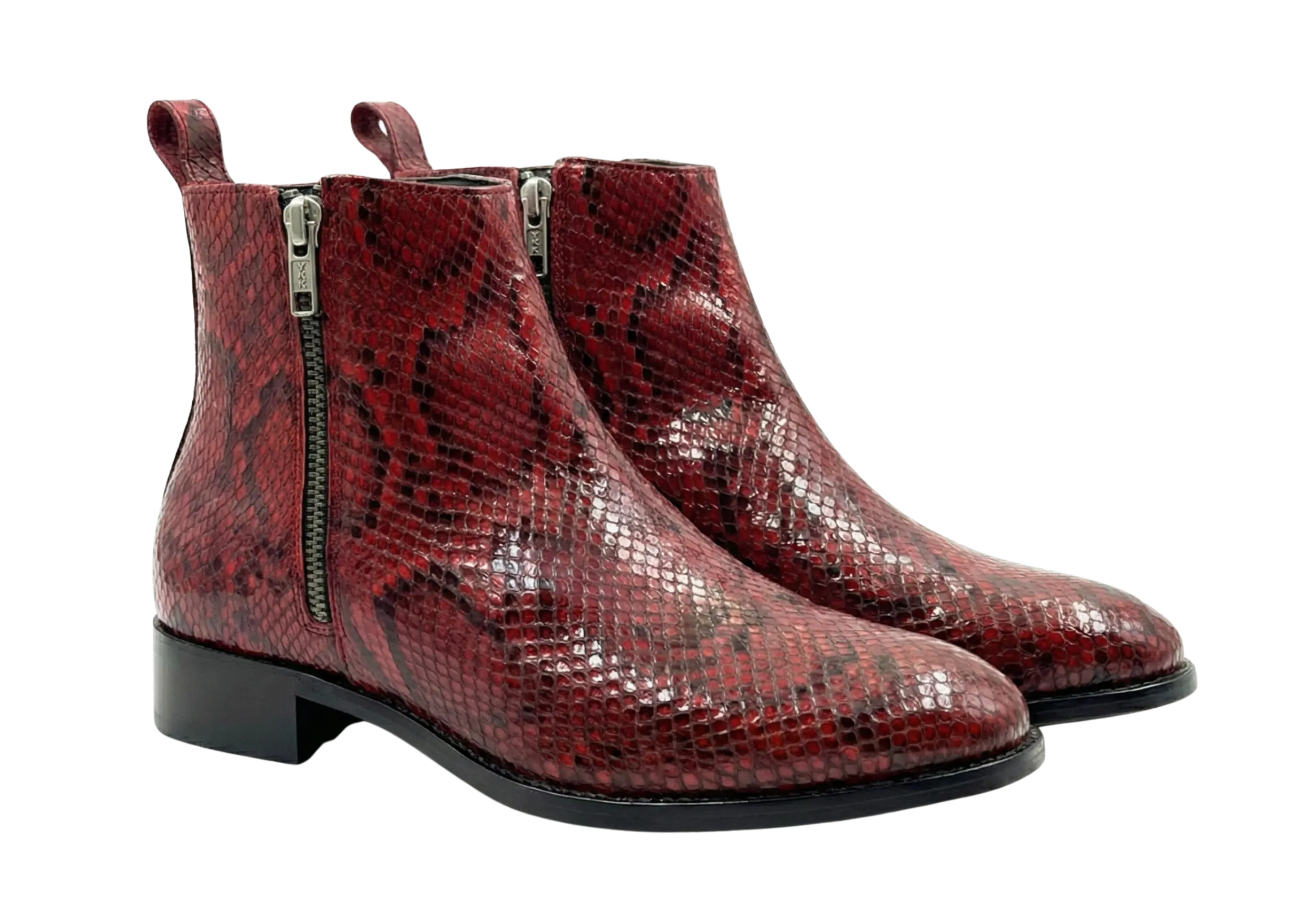 Red Snake Zipper Chelsea Loafers