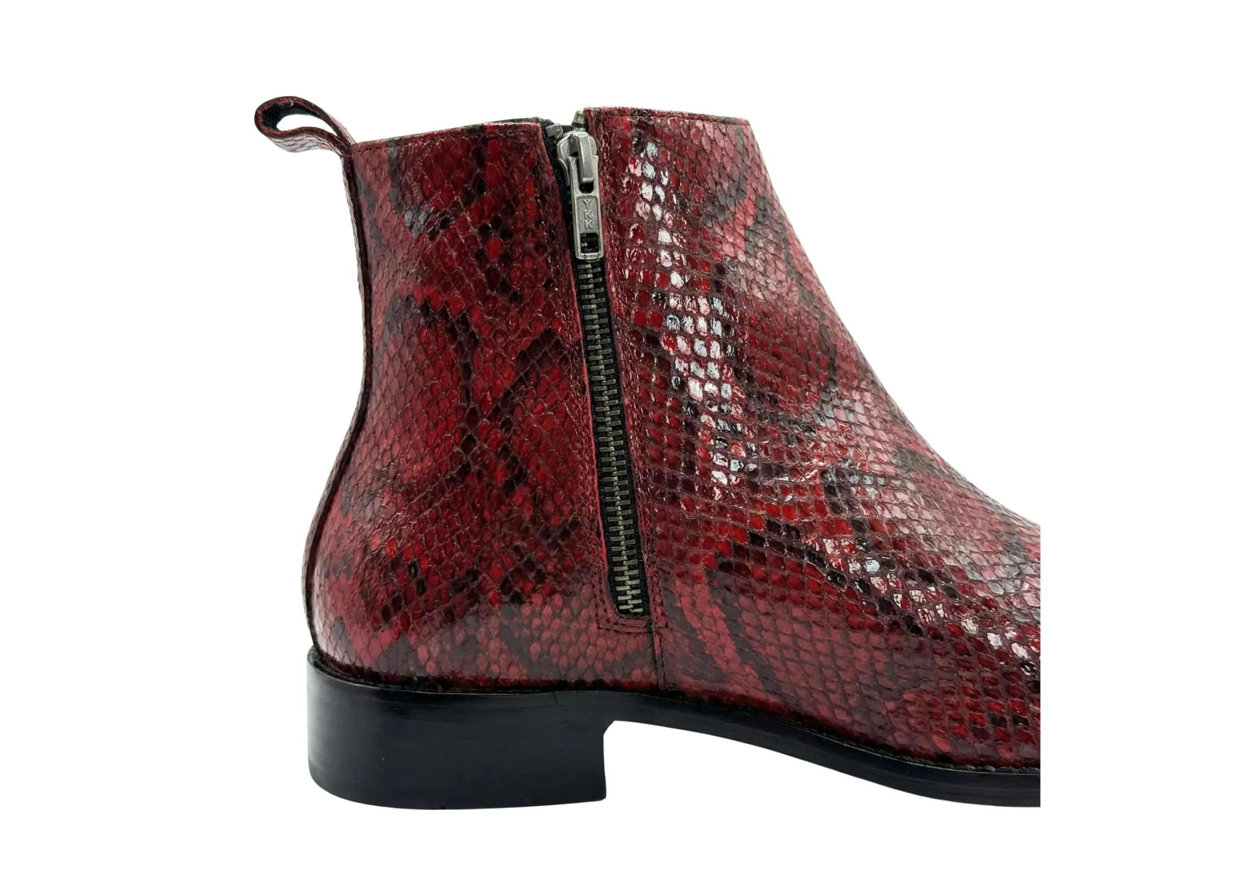 Red Snake Zipper Chelsea Loafers