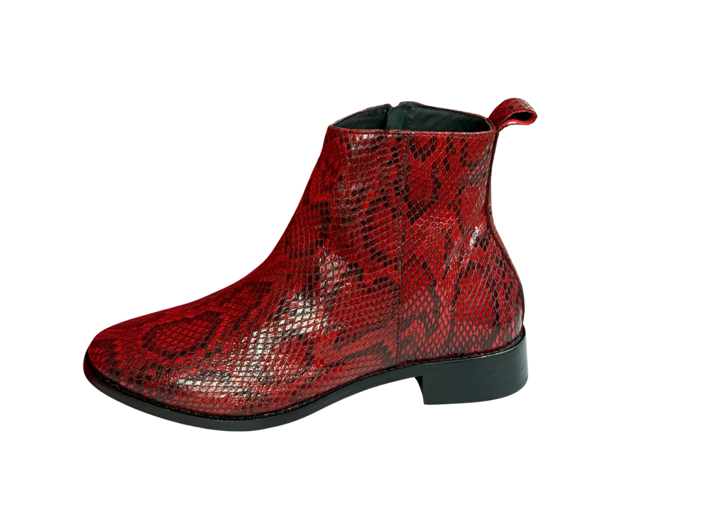 Red Snake Zipper Chelsea Loafers