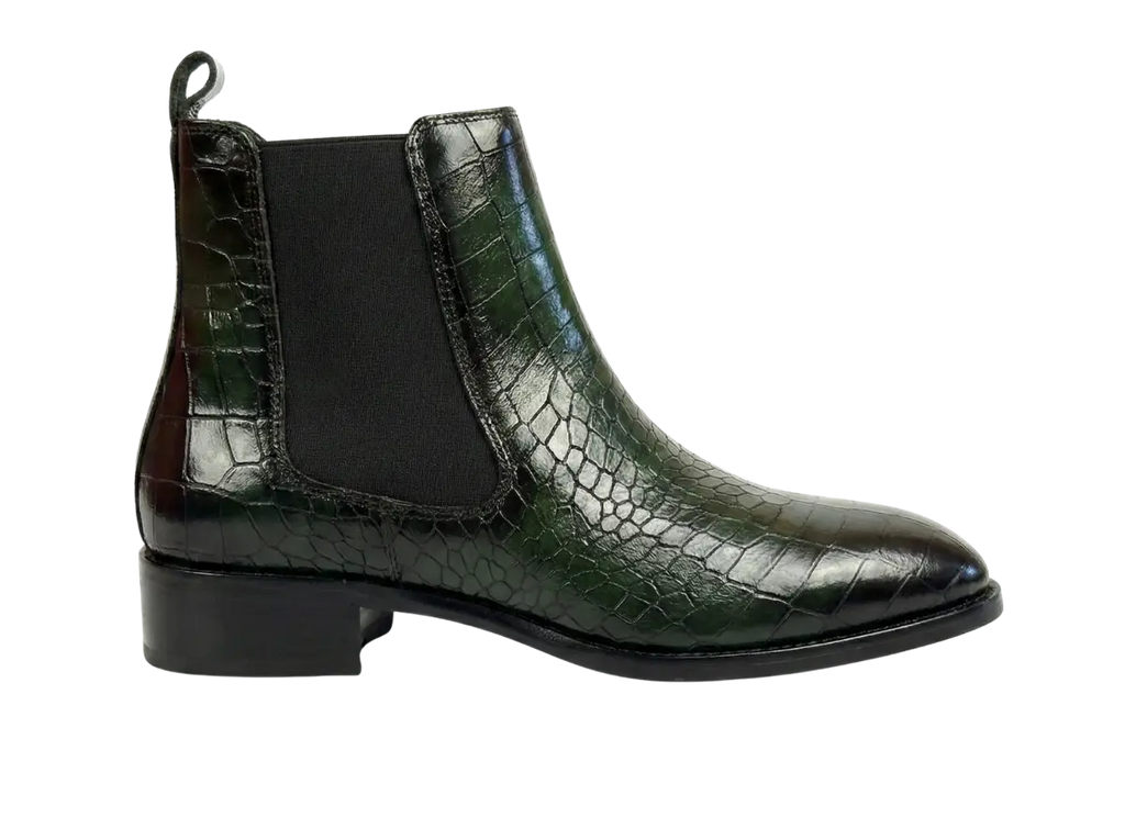 Green Croco Chelsea Loafers