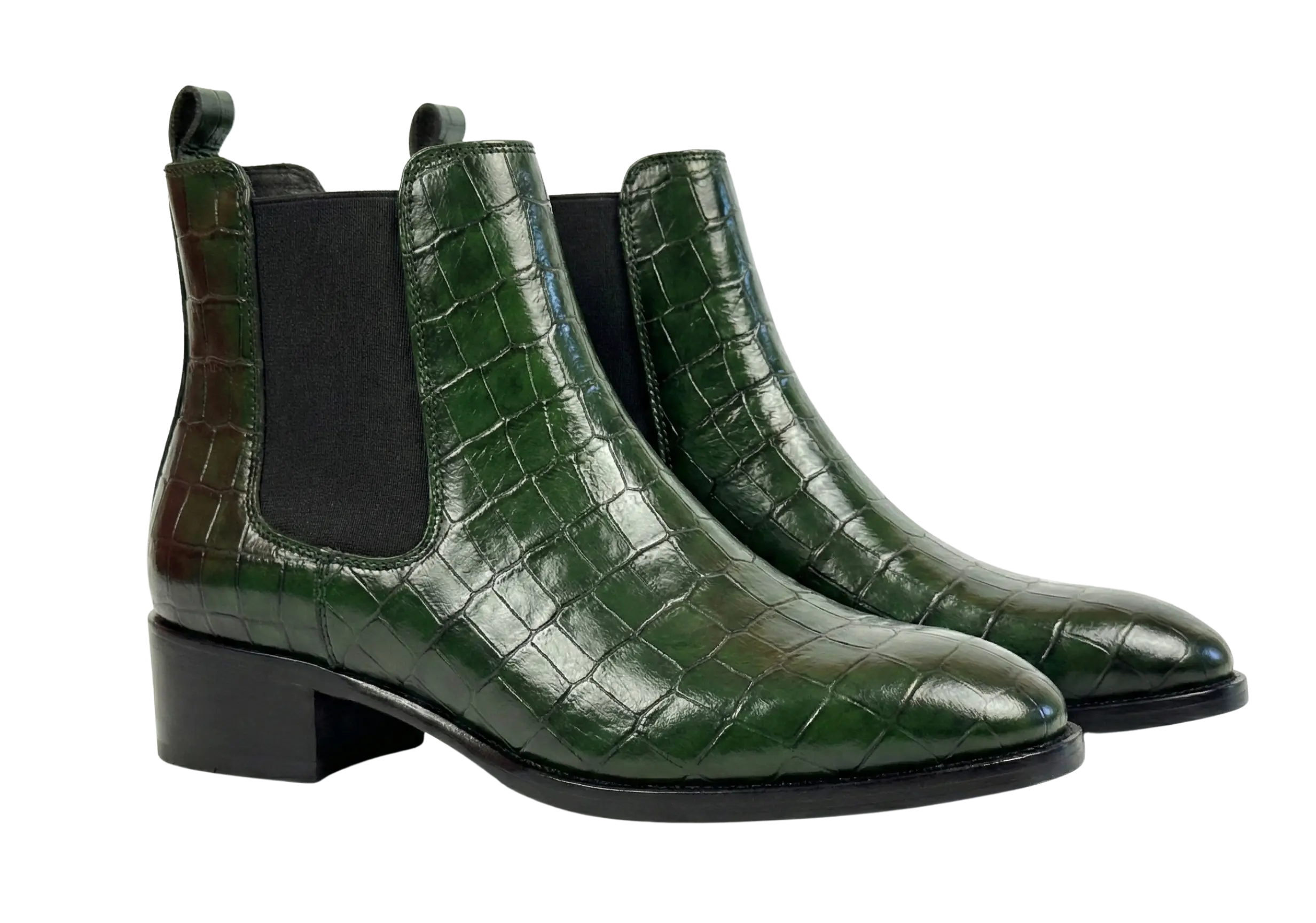 Green Croco Chelsea Loafers