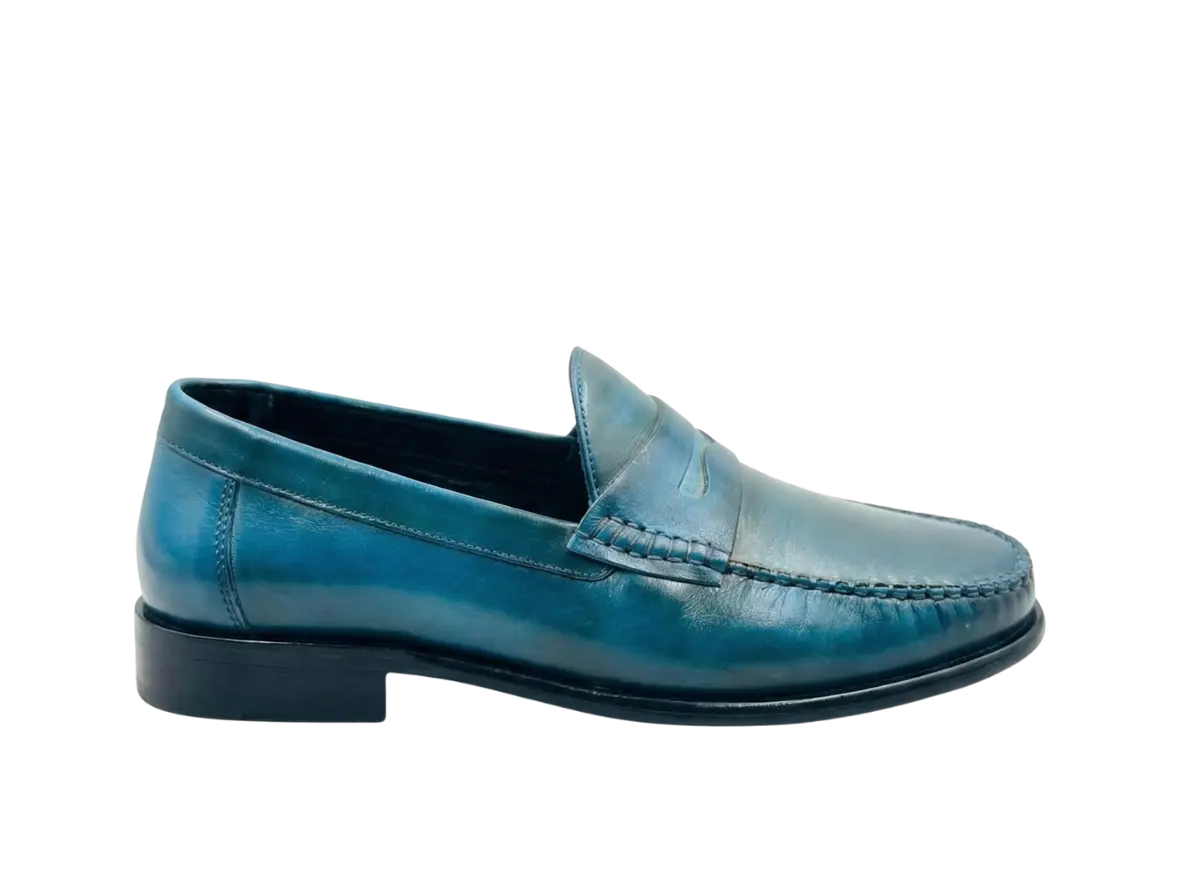 Ocean blue Handpainted Mocassin Loafers
