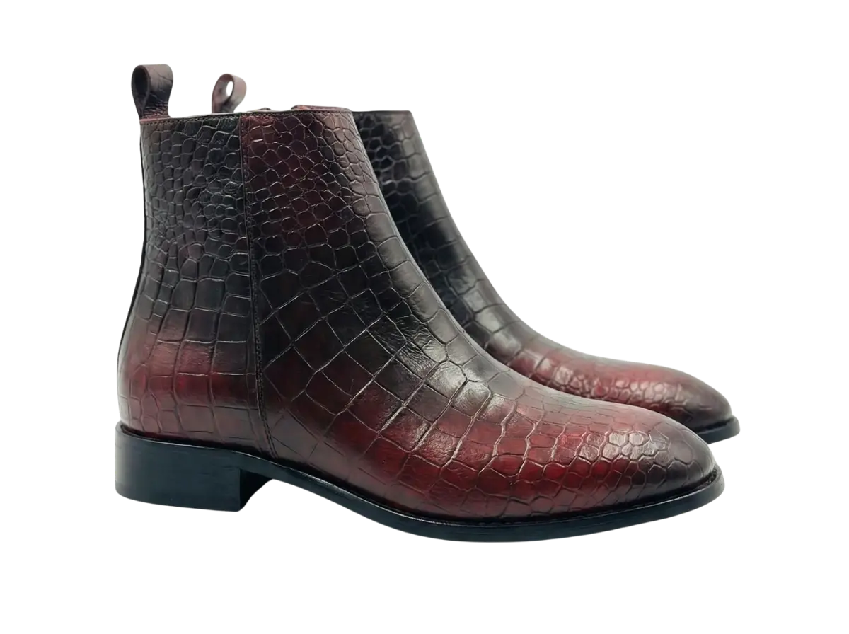 Cherry Croco Handpainted Chelsea Loafers