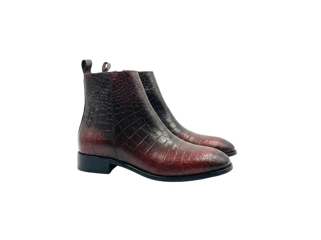 Cherry Croco Handpainted Chelsea Boots
