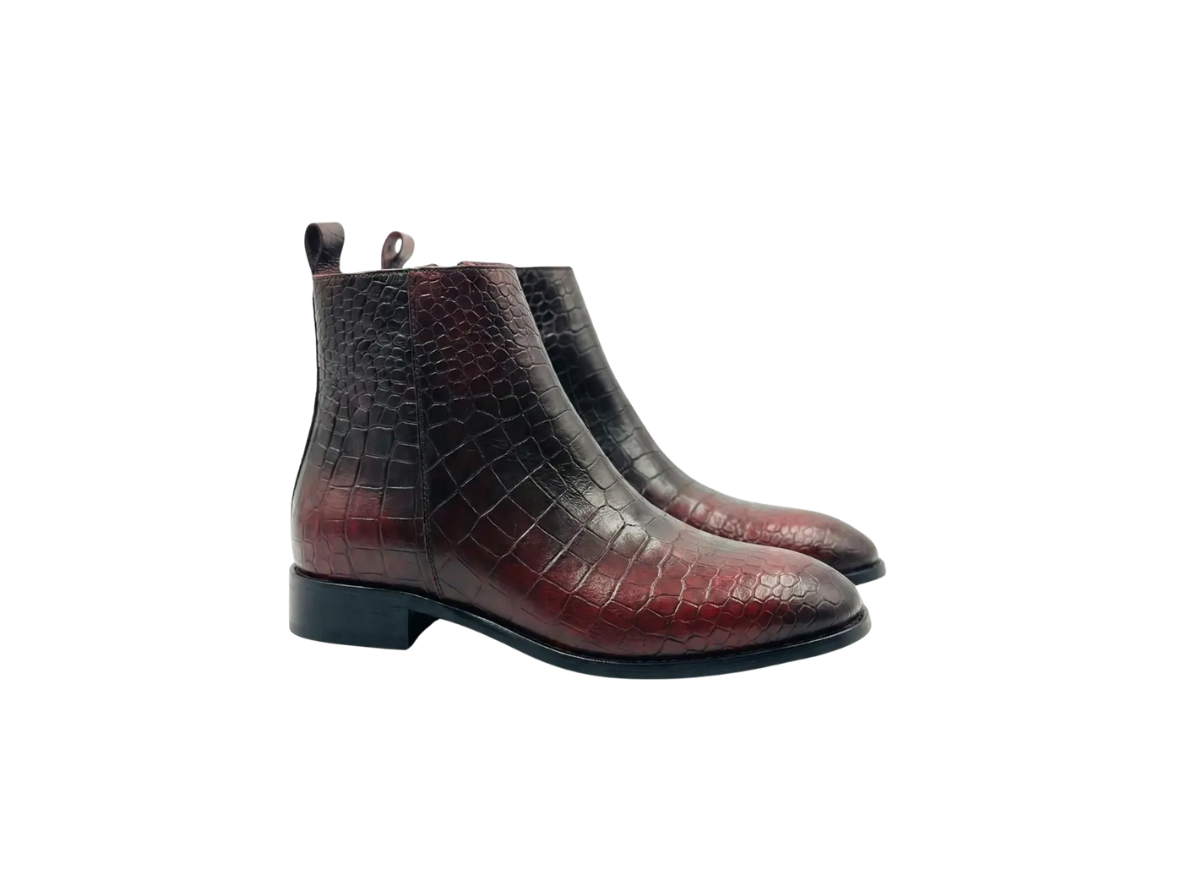 Cherry Croco Handpainted Chelsea Boots