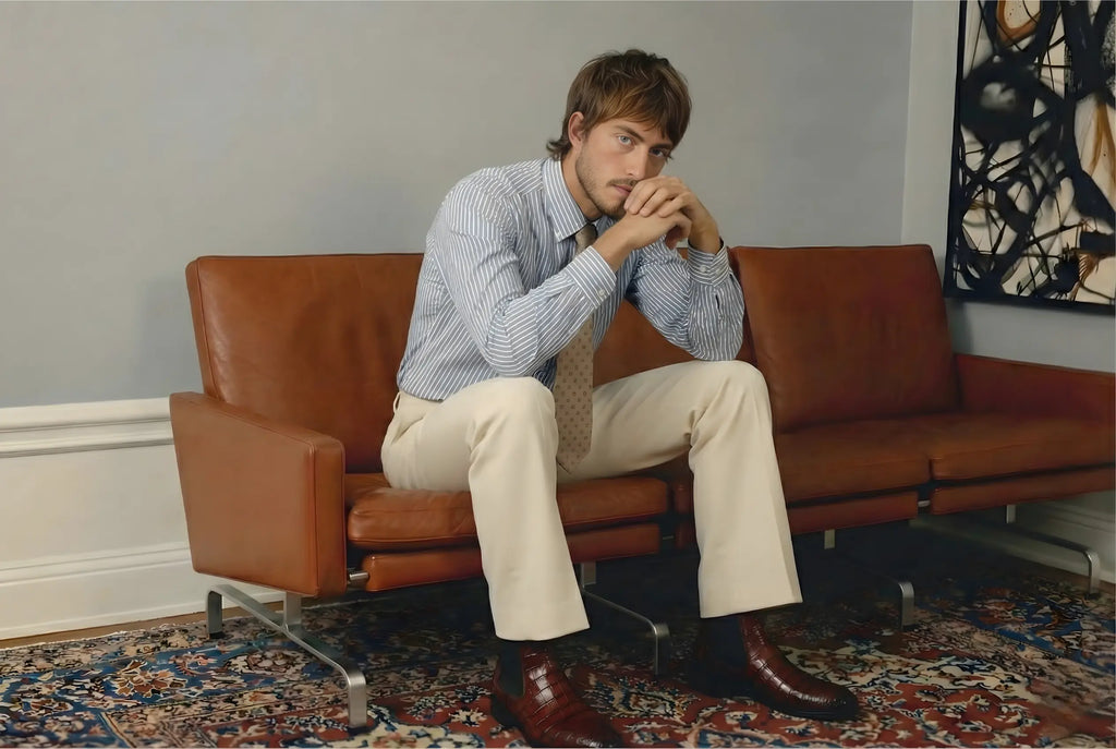 Brown Croco Leather Chelsea Loafers