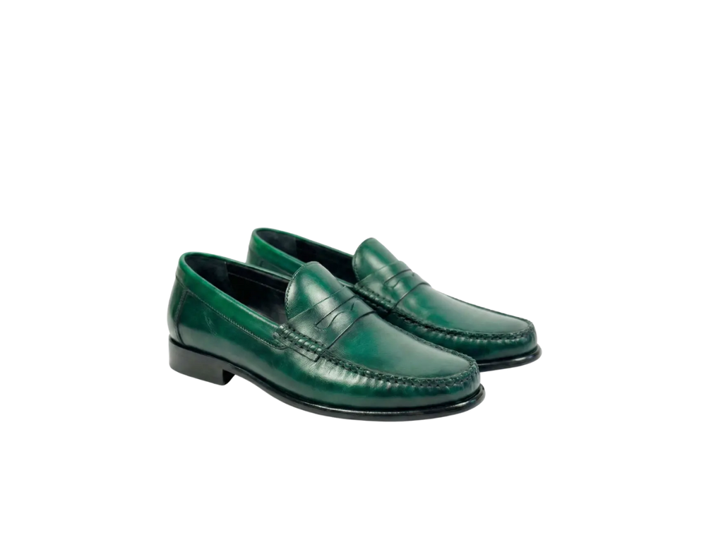 Green Handpainted Moccasin