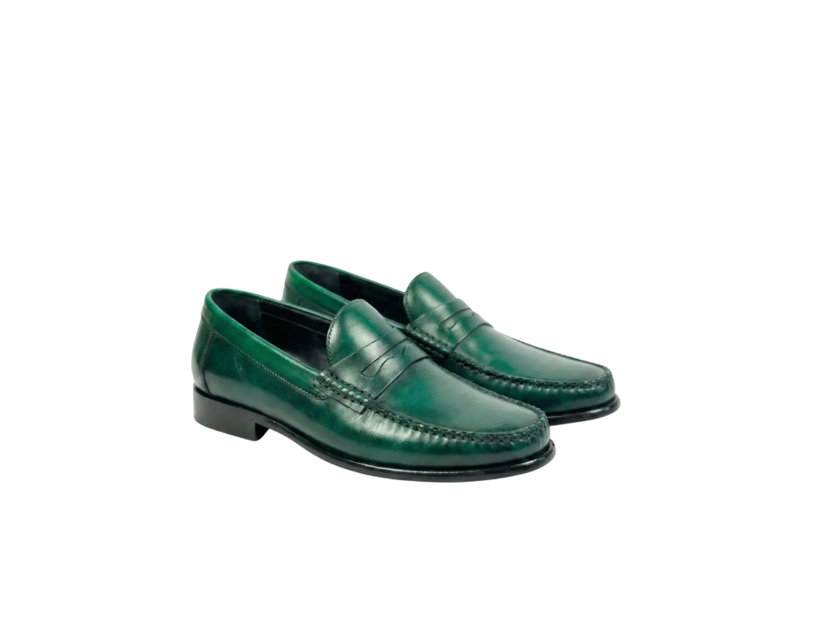 Green Handpainted Moccasin