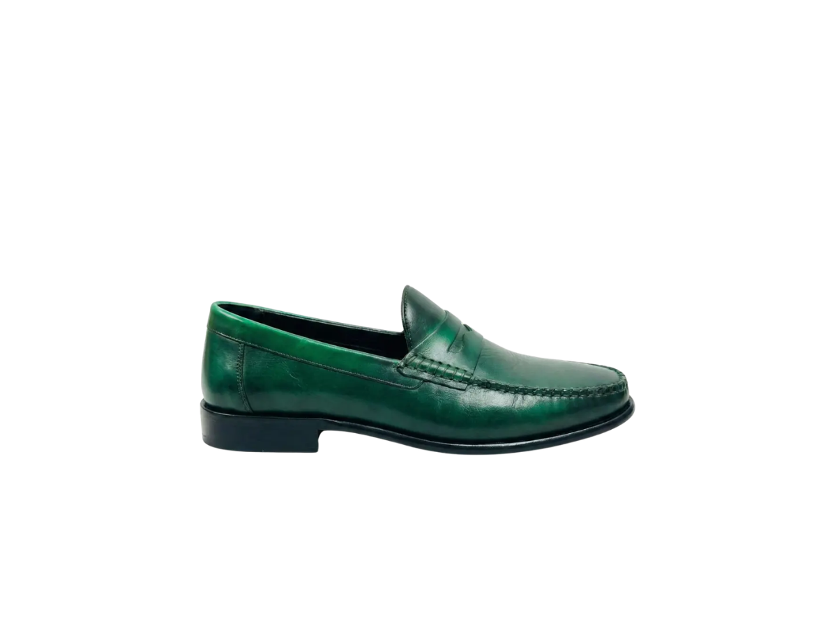 Green Handpainted Moccasin