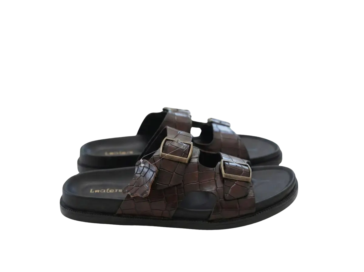 Brown Croco Sliders Loafers