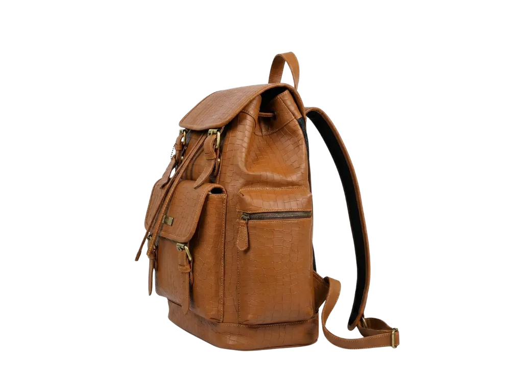 Camel Croco Bagpack Loafers