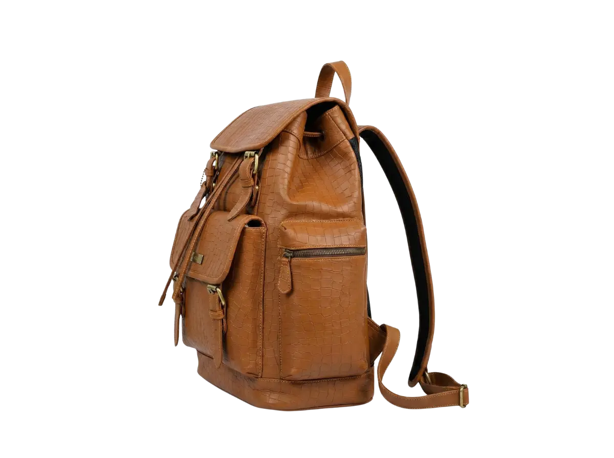 Camel Croco Bagpack Loafers