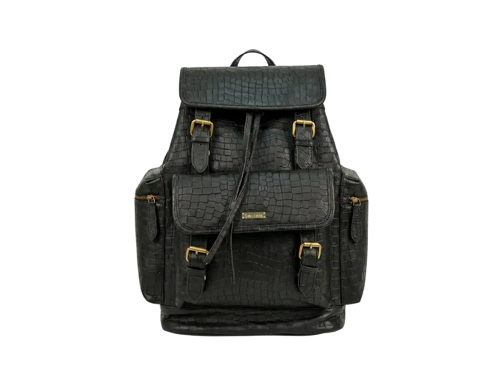 Black Croco Bagpack Loafers