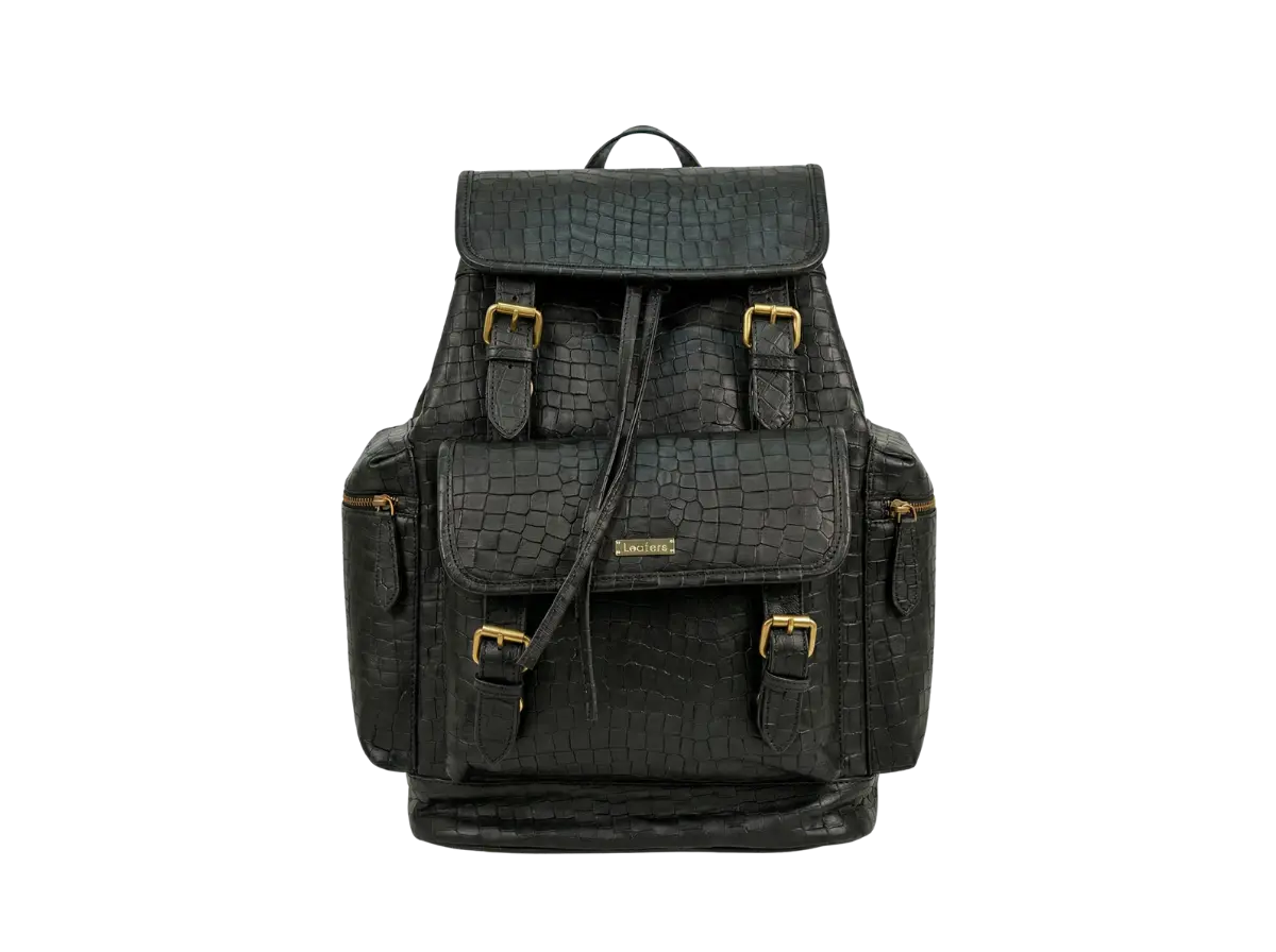 Black Croco Bagpack Loafers