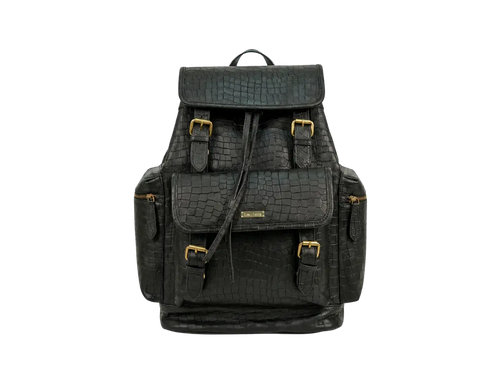 Black Croco Bagpack Loafers