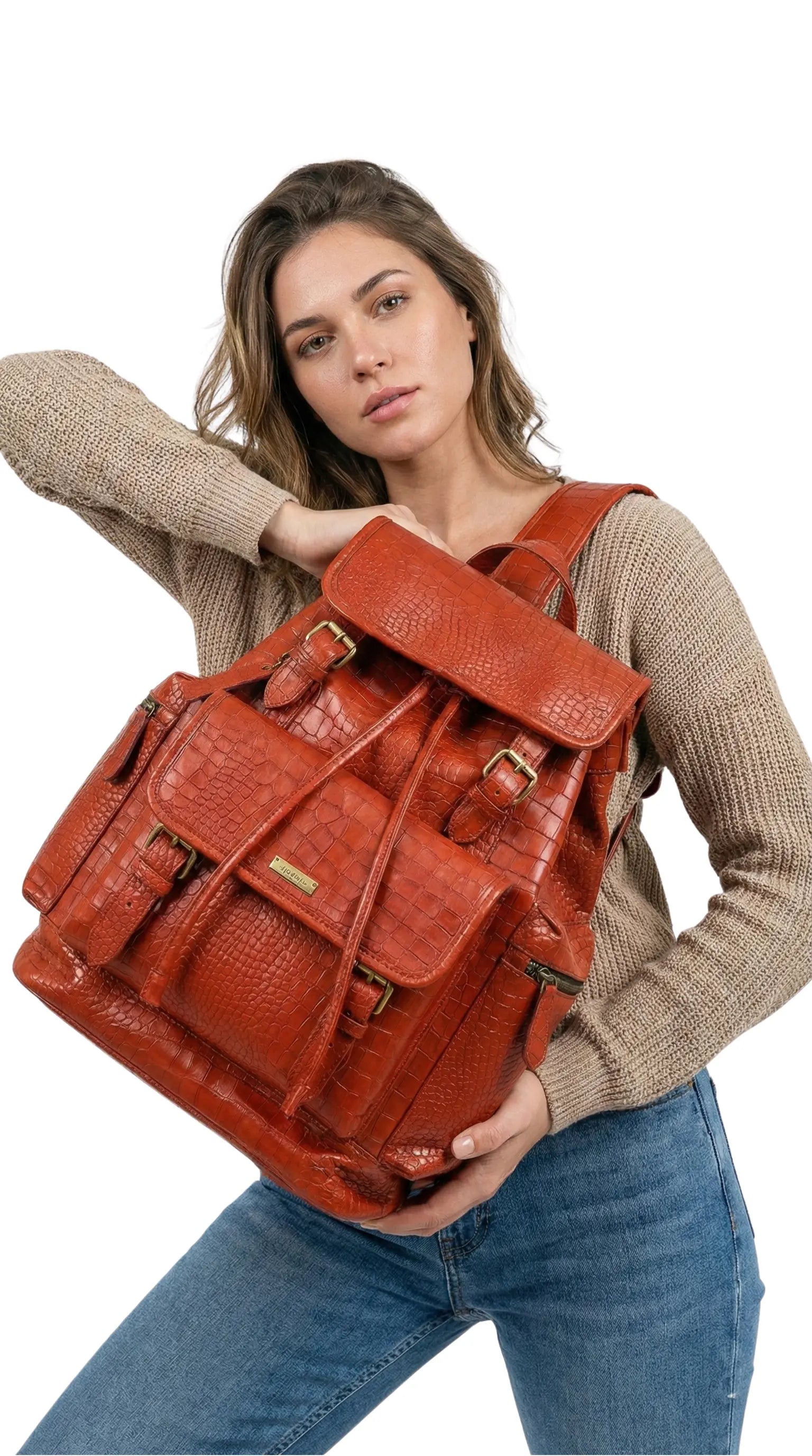 Red Croco Bagpack Loafers