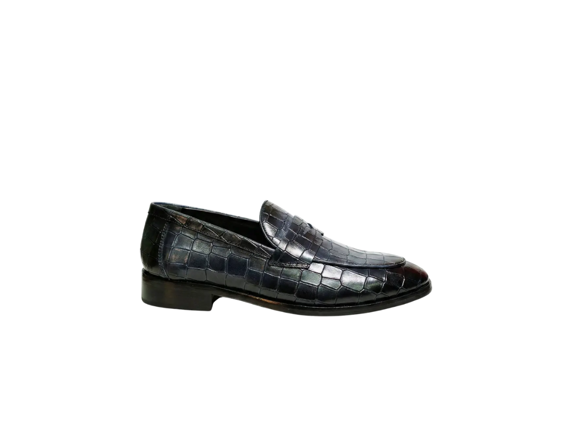 Black Luxe Croco Print Loafers