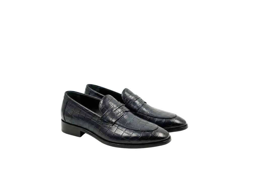 Black Luxe Croco Print Loafers