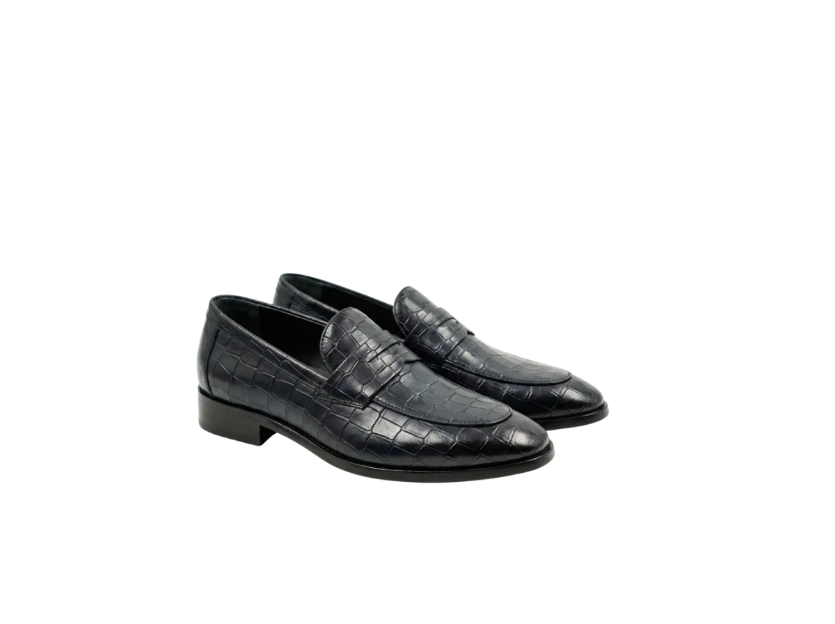 Black Luxe Croco Print Loafers