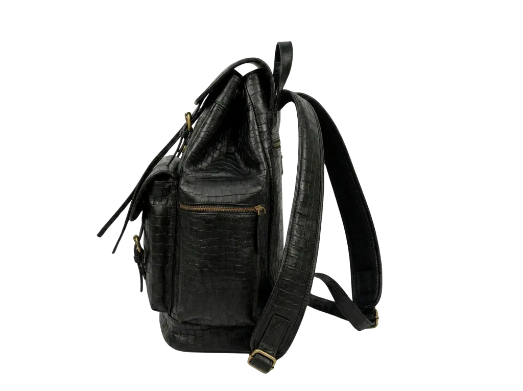 Black Croco Bagpack Loafers