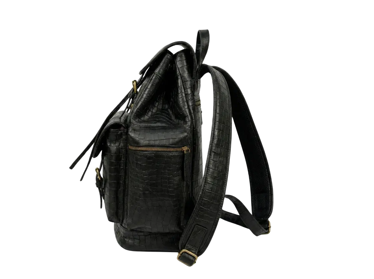 Black Croco Bagpack Loafers