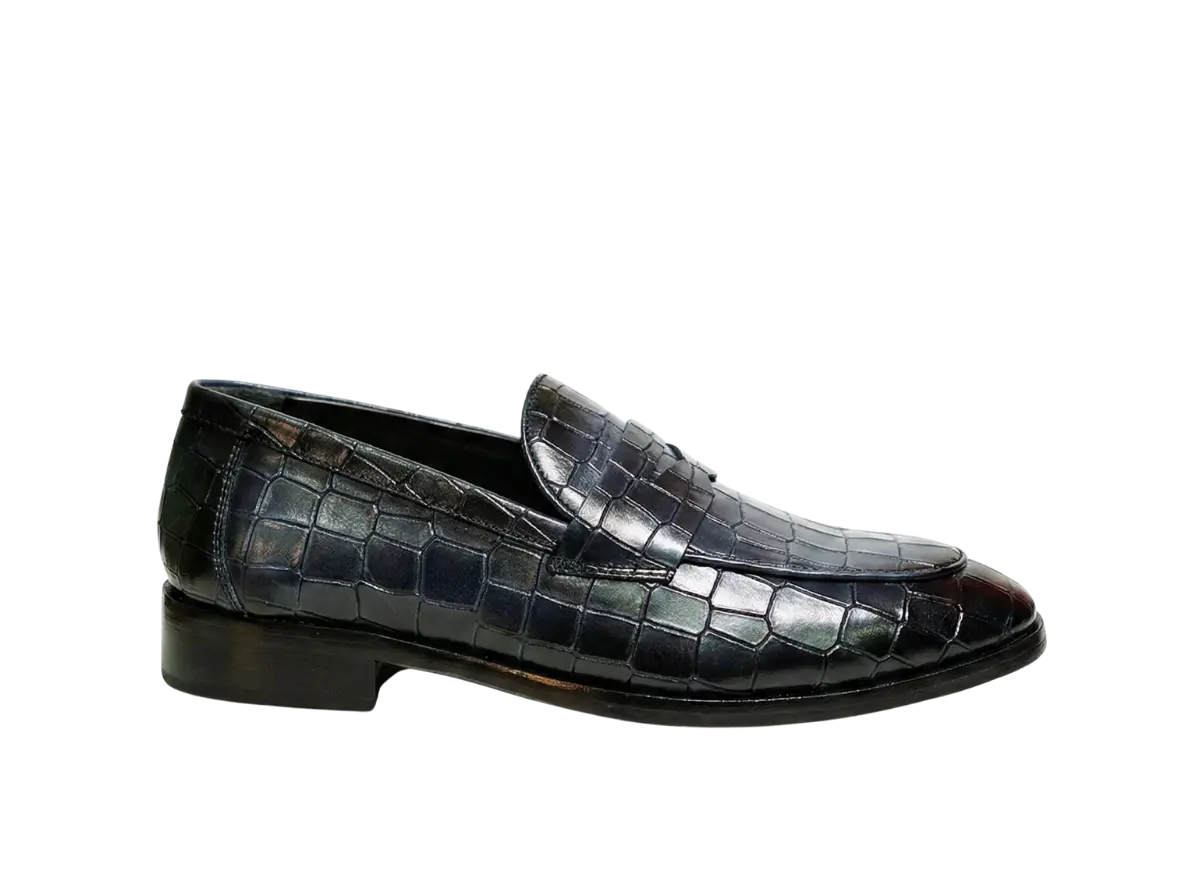 Black Luxe Croco Print Loafers Loafers