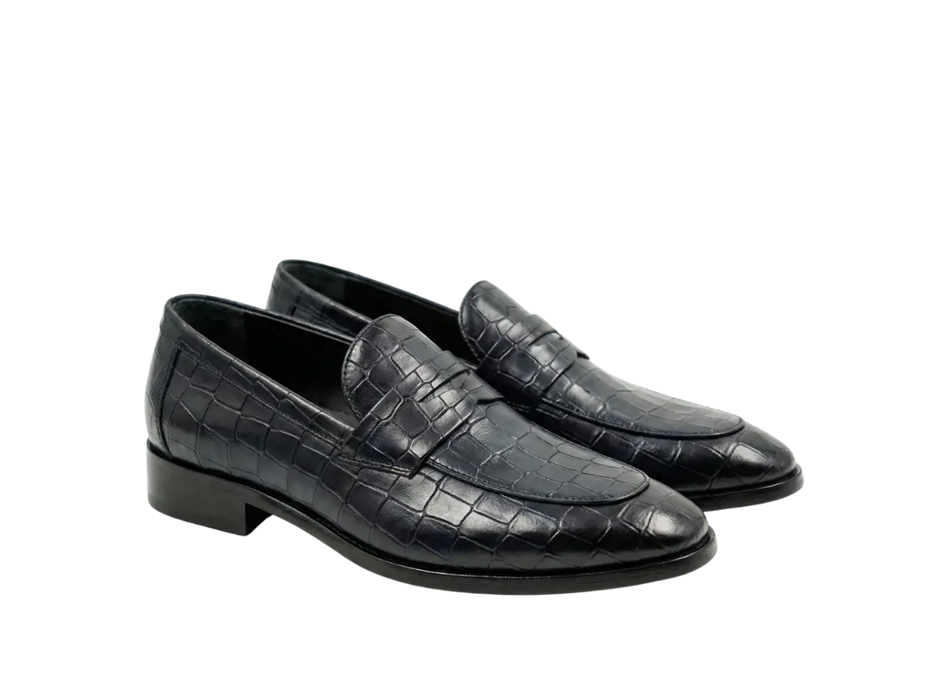 Black Luxe Croco Print Loafers Loafers