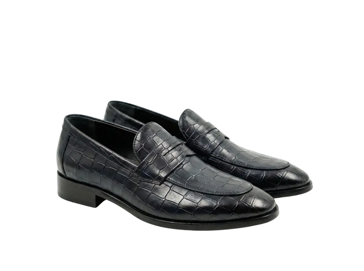 Black Luxe Croco Print Loafers Loafers