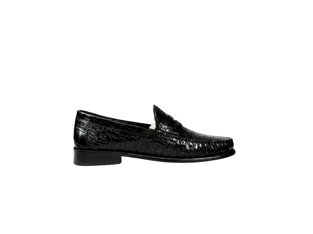 Black Croco Moccasin Loafers