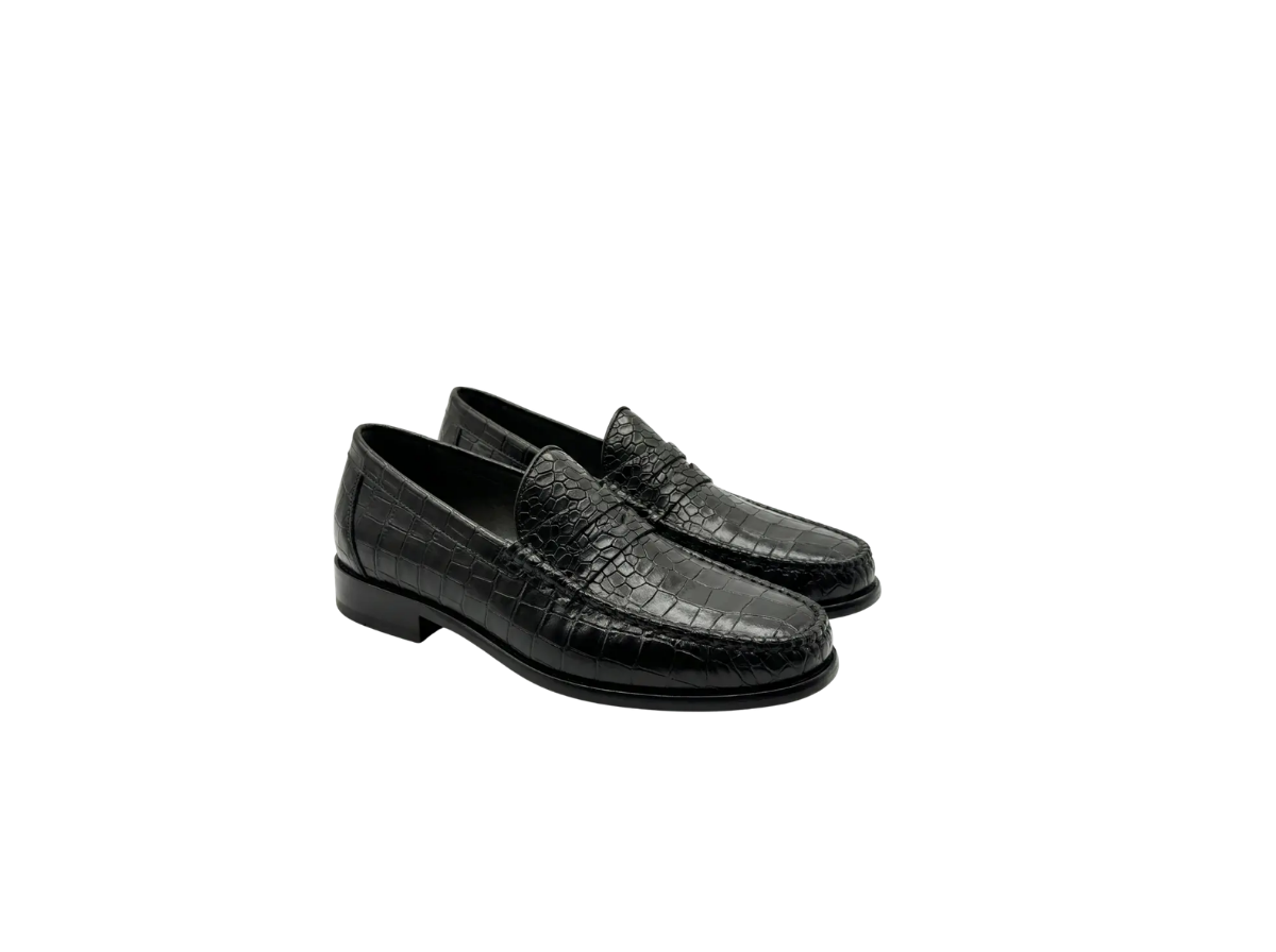 Black Croco Moccasin Loafers