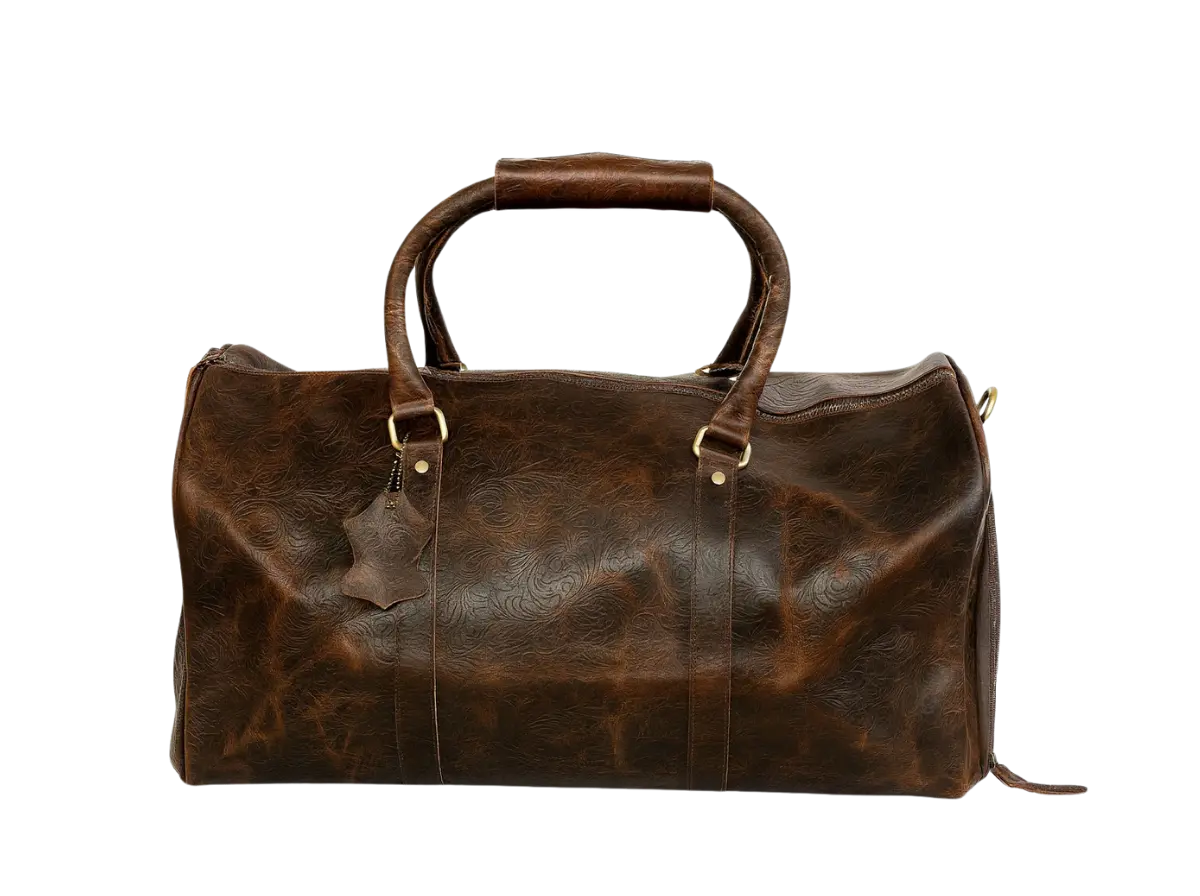 Brown Embossed Duffel Bag Loafers