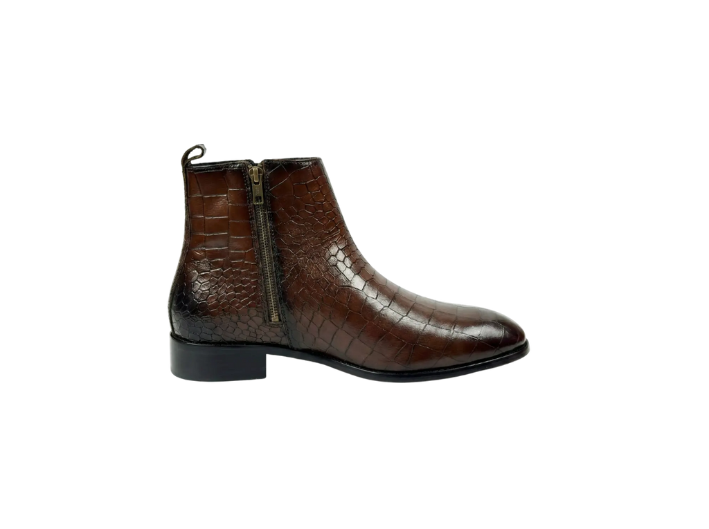 Brown Croco Zipper Chelsea
