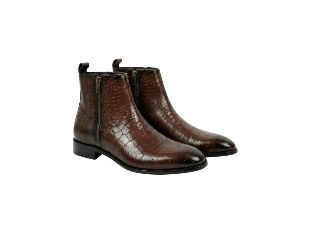 Brown Croco Zipper Chelsea