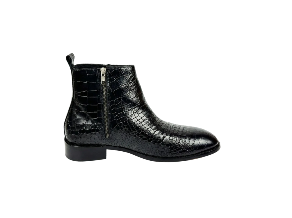 Black Croco Zipper Chelsea