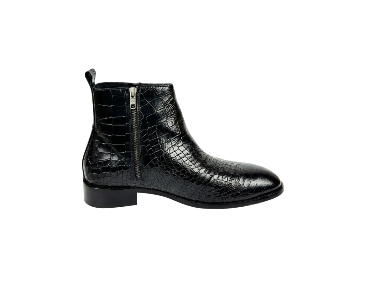 Black Croco Zipper Chelsea