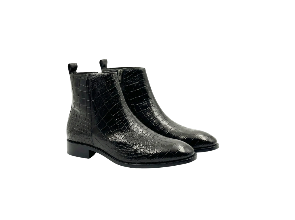 Black Croco Zipper Chelsea