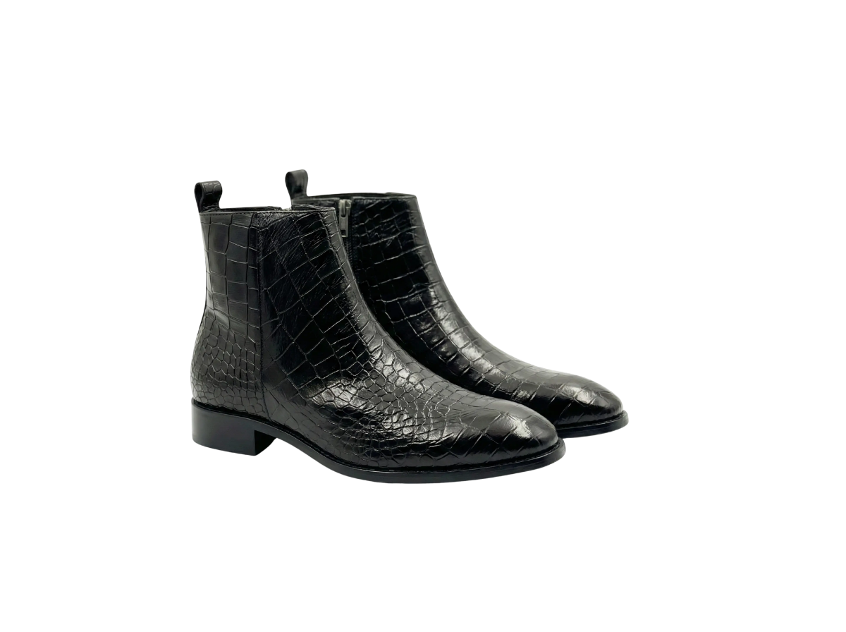 Black Croco Zipper Chelsea