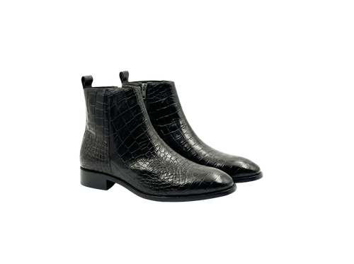 Black Croco Zipper Chelsea