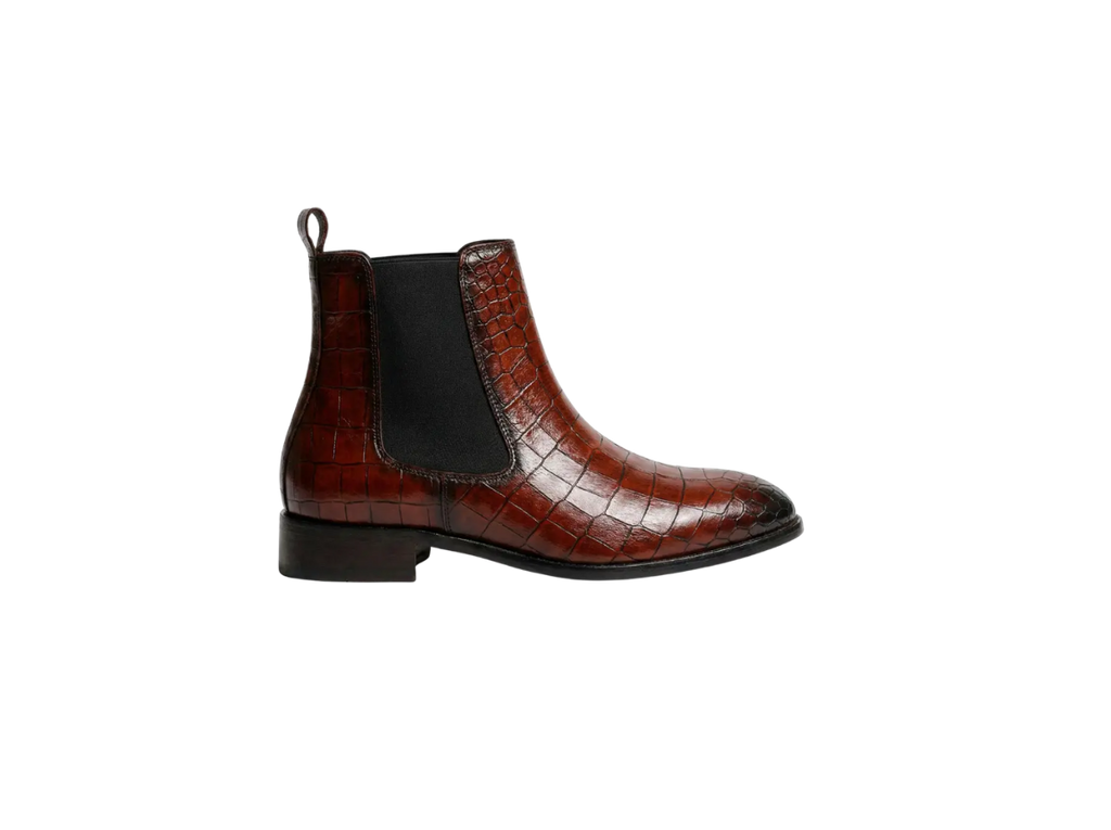 Brown Croco Leather Chelsea
